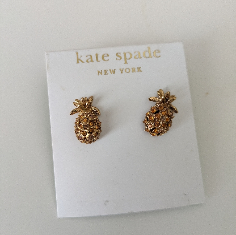 KATE SPADE ♠️ POOL PAVE PINEAPPLE EARRINGS 14K good fill